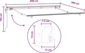 vidaXL Αναδιπλούμενη τέντα Άμμος 600 x 300 εκ
