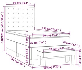 ΚΡΕΒΑΤΙ BOXSPRING ΜΕ ΣΤΡΩΜΑ ΣΚΟΥΡΟ ΓΚΡΙ 90X190 ΕΚ. ΥΦΑΣΜΑΤΙΝΟ 3137438