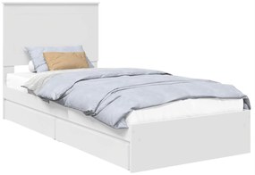 vidaXL Κρεβάτι Αποθήκης Λευκό 90 x 200 cm Επεξεργασμένο ξύλο