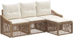 vidaXL Σετ Καναπέ Κήπου 4 pcs Μπεζ συνθετικό ρατάν
