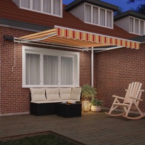 vidaXL Χειροκίνητη τέντα με ηλιακό LED 3 x 2,5 m