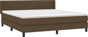 vidaXL Κρεβάτι Boxspring με Στρώμα Σκούρο Καφέ 160x200 εκ Υφασμάτινο