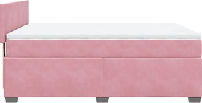 vidaXL Κρεβάτι Boxspring με Στρώμα Ροζ 140x200 εκ. Βελούδινο