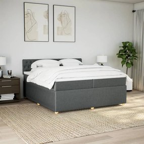 Κρεβάτι Boxspring με Στρώμα Σκούρο Γκρι 200x200 εκ. Υφασμάτινο - Γκρι