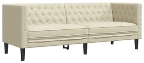 vidaXL Καναπές Chesterfield 3 τεμαχίων σετ Cream Faux Leather