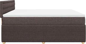 vidaXL Κρεβάτι Boxspring με Στρώμα Σκούρο Καφέ 200x200 εκ. Υφασμάτινο