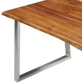 vidaXL Τραπεζαρία 120x65x75 εκ. Μασίφ Ξύλο Ακακίας / Ανοξείδωτο Ατσάλι