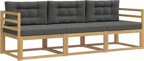 vidaXL Σειρά Καναπέ Εξωτερικού 3 pcs Άσπρο και Ανθρακί Πολυεστέρας