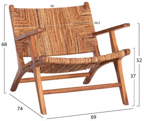 Καρέκλα - Πολυθρόνα TONDO C9914 Ξύλο TEAK - Ψάθα απο σχοινί Μπανάνας Φυσικό 69x74x68Υ εκ. 69x74x68 εκ.