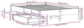 ΣΚΕΛΕΤΟΣ ΚΡΕΒΑΤΙΟΥ ΧΩΡΙΣ ΣΤΡΩΜΑ ΚΑΦΕ 140X200 ΜΑΣΙΦ ΞΥΛΟ ΠΕΥΚΟΥ 3301712