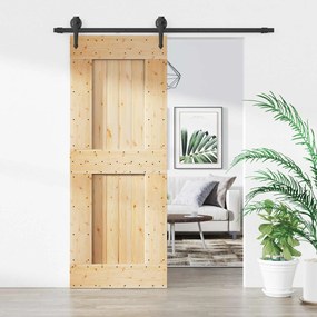 vidaXL Συρόμενη Πόρτα Φυσικό και Μαύρο 80 x 210 cm