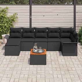 vidaXL Σετ Καναπέ Κήπου 8 pcs Μαύρο Πολυ ράταν