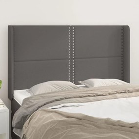 Κεφαλάρι με Πτερύγια Γκρι 147x16x118/128εκ.Συνθετικό Δέρμα 3119534