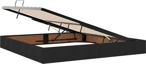vidaXL LED Κρεβάτι αποθήκευσης με στρώμα Μαύρο 200 x 200 cm Ύφασμα