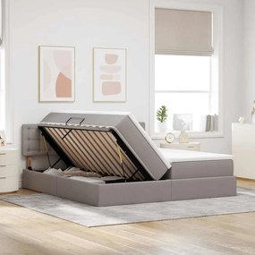 vidaXL Κρεβάτι Αποθήκης με στρώμα Taupe 200 x 200 cm Τεχνητό Δέρμα
