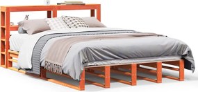 vidaXL Σκελετός Κρεβ. Χωρίς Στρώμα Καφέ Κεριού 135x190 εκ Μασίφ Πεύκο