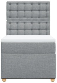 vidaXL Κρεβάτι Boxspring με Στρώμα Ανοιχτό Γκρι 90x190 εκ. Υφασμάτινο
