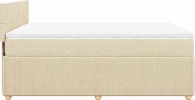 vidaXL Κρεβάτι Boxspring με Στρώμα Κρεμ 140x190 εκ. Υφασμάτινο