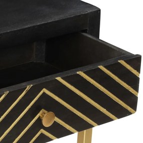 Τραπέζι Κονσόλα Μαύρο / Χρυσό 90x30x75 εκ. Μασίφ Ξύλο Μάνγκο - Μαύρο