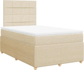vidaXL Κρεβάτι Boxspring με Στρώμα Κρεμ 120x200 εκ. Υφασμάτινο