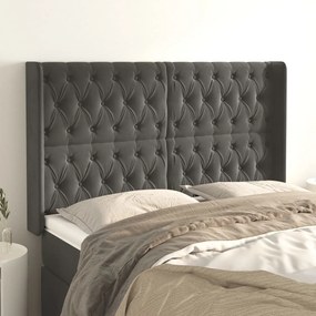 Κεφαλάρι με Πτερύγια Σκούρο Γκρι 163x16x118/128 εκ. Βελούδινο 3119971