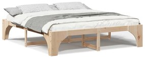 vidaXL Κρεβάτι δαπέδου Καφέ 200 x 200 cm Μασίφ ξύλο πεύκου
