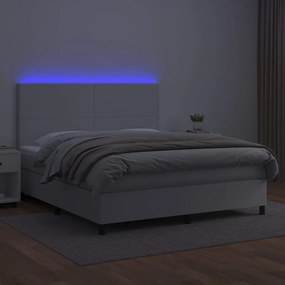 ΚΡΕΒΑΤΙ BOXSPRING ΜΕ ΣΤΡΩΜΑ &amp; LED ΛΕΥΚΟ 180X200 ΕΚ. ΣΥΝΘ. ΔΕΡΜΑ 3135838