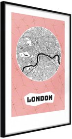 Αφίσα - City map: London (Pink) - 20x30 - Μαύρο - Χωρίς πασπαρτού