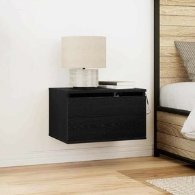 vidaXL Τοίχου κομοδίνο με συρτάρι 2 pcs Μαύρη δρυς 50 x 36 x 30 εκ