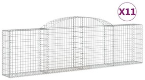vidaXL Συρματοκιβώτια Τοξωτά 11 τεμ. 300x30x80/100 εκ. Γαλβαν. Ατσάλι
