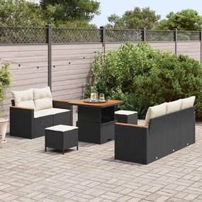 vidaXL Σετ Καναπέ Κήπου με μαξιλάρι 8 pcs Μαύρο Πολυ ράταν