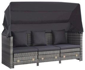 vidaXL Καναπές Κρεβάτι Επεκτεινόμενος Τριθέσιος + Σκίαστρο Συνθ. Ρατάν