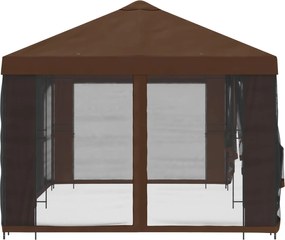 vidaXL Κιόσκι με Πλαϊνές Τοίχους 6 x 3 m Καφέ Πολυεστέρας και Χάλυβας