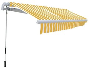 Τέντα Αναδιπλούμενη Χειροκίνητη Κίτρινη/Λευκή 300 εκ. - Κίτρινο