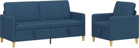 vidaXL Σαλονάκι Σετ Με Αποθηκευτικό Χώρο 2 pcs Μπλε Πολυεστέρας