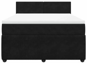 vidaXL Κρεβάτι Boxspring με Στρώμα Μαύρο 160x200 εκ. Βελούδινο