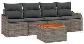 vidaXL Σετ Καναπέ Κήπου 5 pcs Γκρι Πολυ ράταν