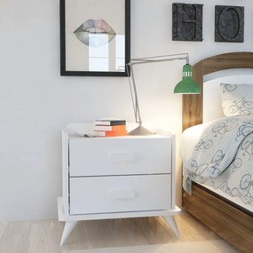 Κομοδίνο Λευκό BAFLUN 60x42.1x58.6