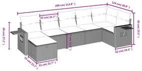 vidaXL Καναπές Σετ 7 Τεμαχίων Μαύρο Συνθετικό Ρατάν με Μαξιλάρια