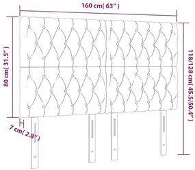 vidaXL Κεφαλάρι Κρεβατιού LED Μπλε 160x7x118/128 εκ. Υφασμάτινο