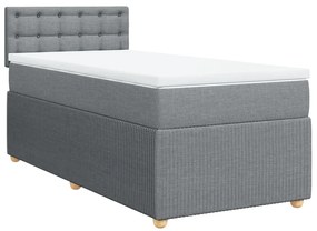 vidaXL Κρεβάτι Boxspring με Στρώμα Ανοιχτό Γκρι 90x190 εκ. Υφασμάτινο