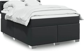 vidaXL Κρεβάτι Boxspring με Στρώμα Μαύρο 160x200εκ.από Συνθετικό Δέρμα