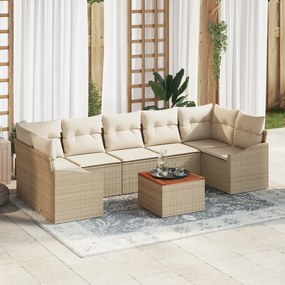 vidaXL Σετ Καναπέ Κήπου 8 pcs Beige, λευκό 55 x 55 x 37 εκ Ρατάν, ξύλο