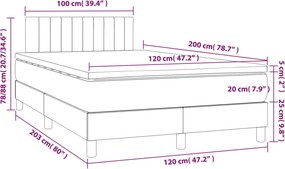 vidaXL Κρεβάτι Boxspring με Στρώμα Μπλε 120x200 εκ. Υφασμάτινο
