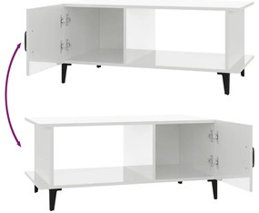 vidaXL Τραπεζάκι Σαλονιού Γυαλ. Λευκό 90x50x40 εκ. Επεξεργ. Ξύλο