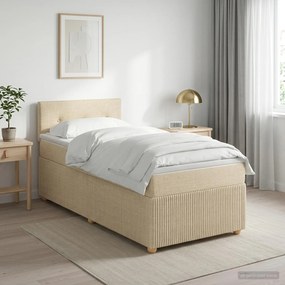 vidaXL Κρεβάτι box spring με στρώμα Κρεμ 90 x 200 cm Ύφασμα
