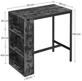 Τραπέζι μπαρ Fenna καρυδί-μαύρο 110x60x100εκ