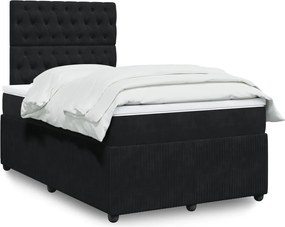 vidaXL Κρεβάτι Boxspring με Στρώμα Μαύρο 120 x 200 εκ. Βελούδινο