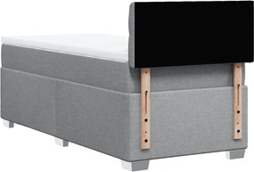 vidaXL Κρεβάτι Boxspring με Στρώμα Ανοιχτό Γκρι 90x190 εκ. Υφασμάτινο