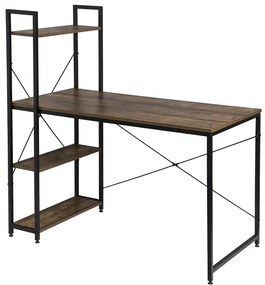 HOME USE γραφείο HUH-0249 με ραφιέρα, 120x60x122cm, καφέ/μαύρο
